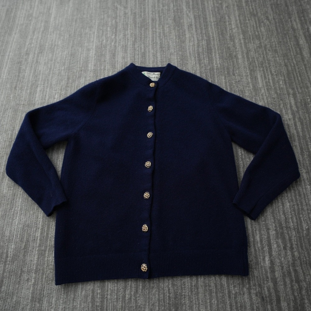 The Scotch House Ballantyne Lambswool Scotland Sweater‎ Women Blue Gold Small